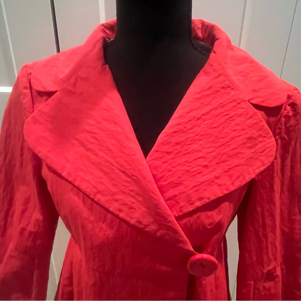 Vintage Nanette Lepore Arrivederci Deep Coral Raincoat Jacket Coat - Picture 5 of 11